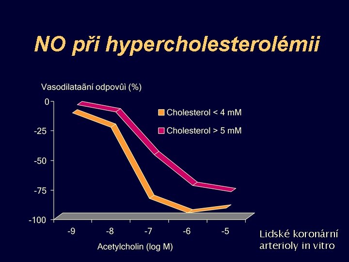 NO při hypercholesterolémii Lidské koronární arterioly in vitro 