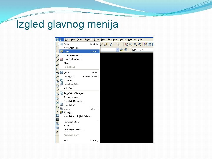 Izgled glavnog menija 