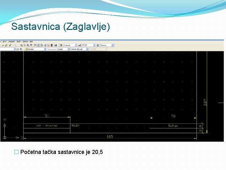 Sastavnica (Zaglavlje) � Početna tačka sastavnice je 20, 5 