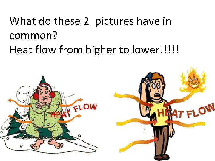 What do these 2 pictures have in common? Heat flow from higher to lower!!!!!