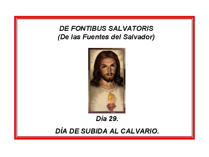 DE FONTIBUS SALVATORIS (De las Fuentes del Salvador) Día 29. DÍA DE SUBIDA AL