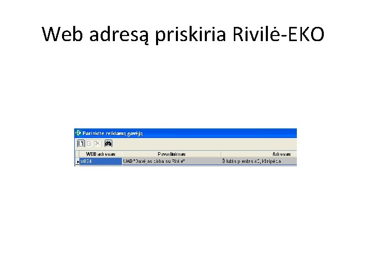 Web adresą priskiria Rivilė-EKO 