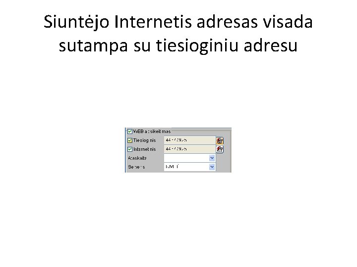 Siuntėjo Internetis adresas visada sutampa su tiesioginiu adresu 