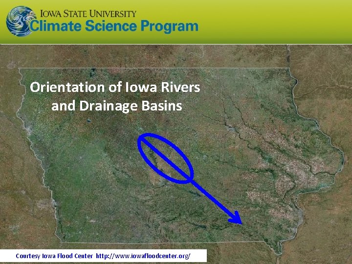 Orientation of Iowa Rivers and Drainage Basins Courtesy Iowa Flood Center http: //www. iowafloodcenter.