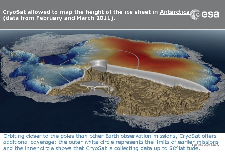 Cryo. Sat allowed to map the height of the ice sheet in Antarctica (data