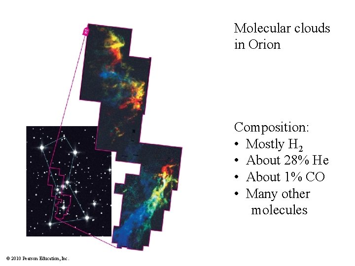 Molecular clouds in Orion Composition: • Mostly H 2 • About 28% He •
