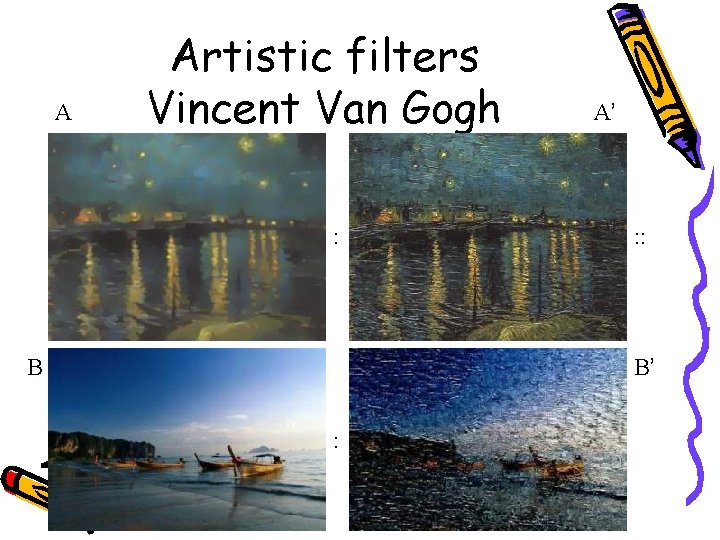 A Artistic filters Vincent Van Gogh : B A’ : : B’ : 