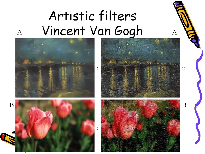 A Artistic filters Vincent Van Gogh : B A’ : : B’ : 