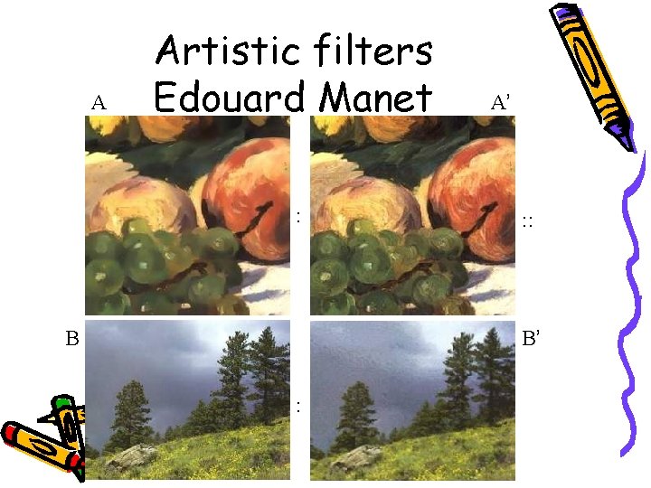 A Artistic filters Edouard Manet : B A’ : : B’ : 