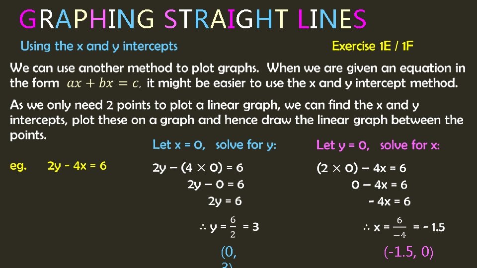 GRAPHING STRAIGHT LINES (0, (-1. 5, 0) 