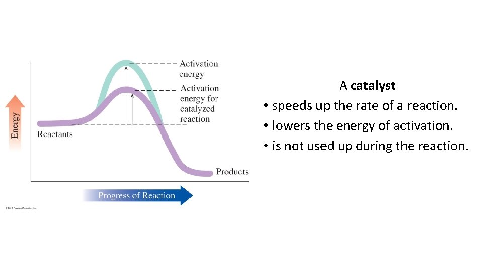 A catalyst • speeds up the rate of a reaction. • lowers the energy