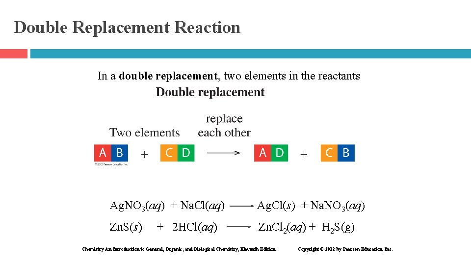 Double Replacement Reaction In a double replacement, two elements in the reactants exchange places.