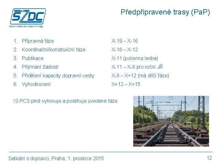 Předpřipravené trasy (Pa. P) 1. Přípravná fáze X-19 – X-16 2. Koordinační/konstrukční fáze X-16