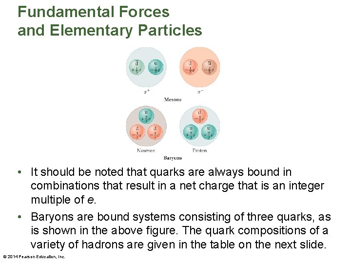 Fundamental Forces and Elementary Particles • It should be noted that quarks are always