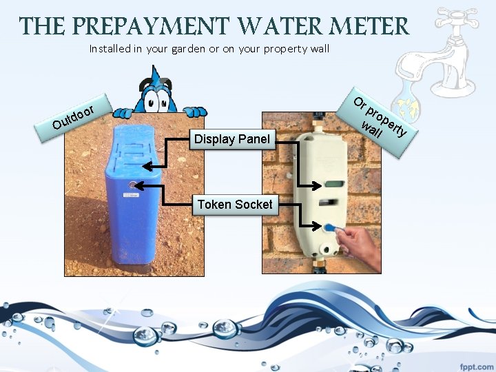 THE PREPAYMENT WATER METER Installed in your garden or on your property wall Or