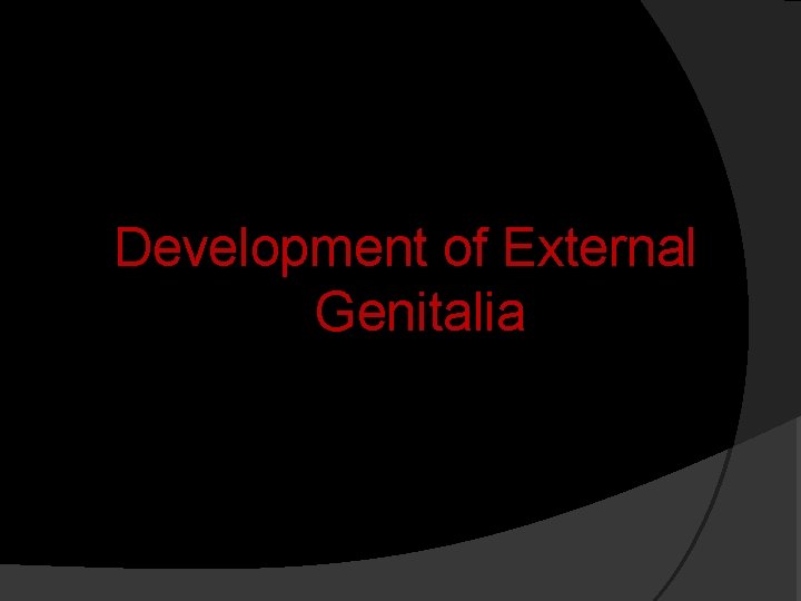 Development of External Genitalia 