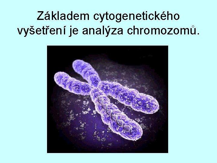 Základem cytogenetického vyšetření je analýza chromozomů. 