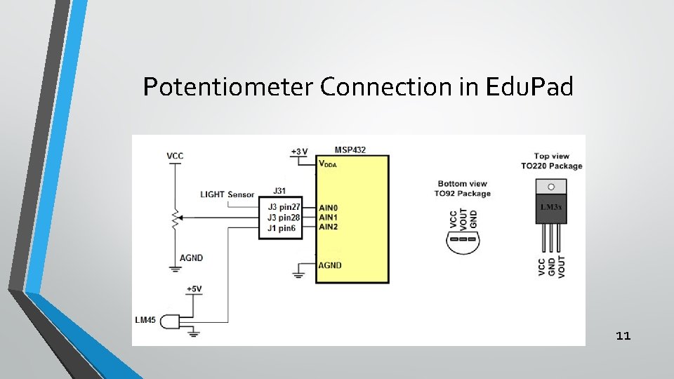 Potentiometer Connection in Edu. Pad 11 