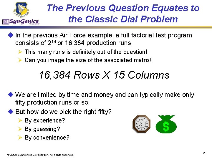 The Previous Question Equates to the Classic Dial Problem u In the previous Air