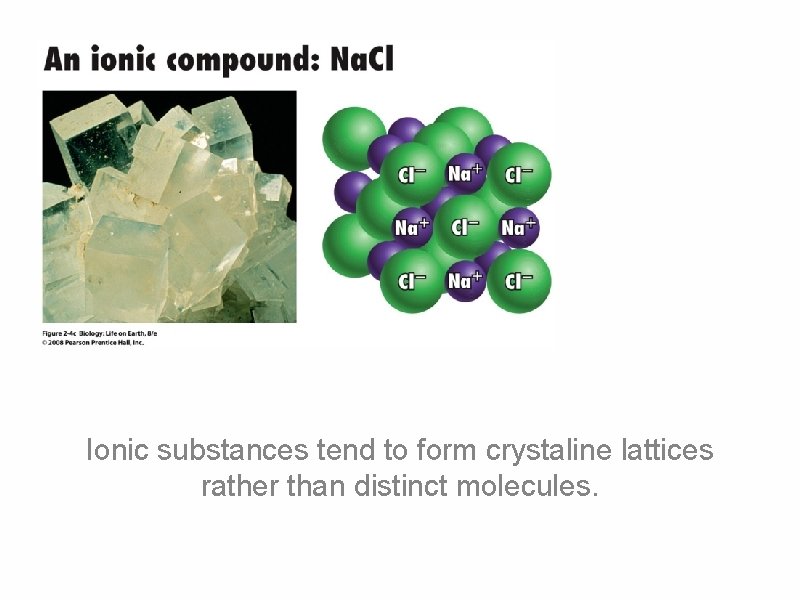 Ionic substances tend to form crystaline lattices rather than distinct molecules. 