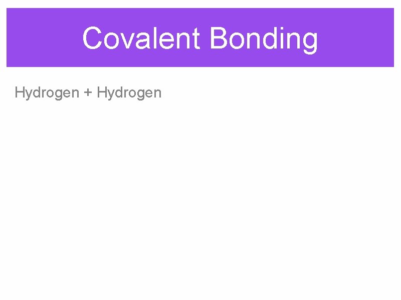 Covalent Bonding Hydrogen + Hydrogen 