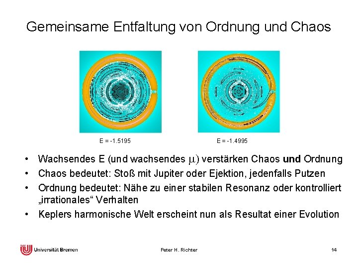 Gemeinsame Entfaltung von Ordnung und Chaos E = -1. 5195 E = -1. 4995