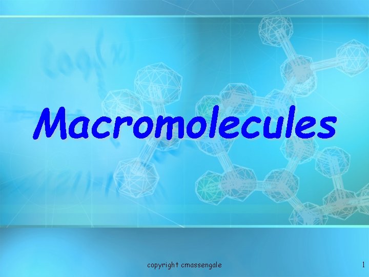 Macromolecules copyright cmassengale 1 