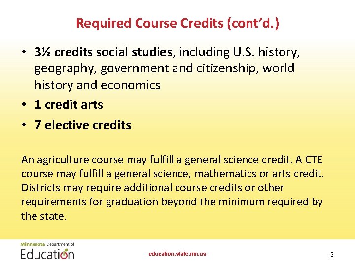 Required Course Credits (cont’d. ) • 3½ credits social studies, including U. S. history, Required Course Credits (cont’d. ) • 3½ credits social studies, including U. S. history,