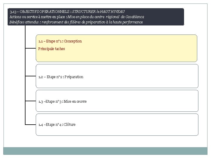 3. 13 – OBJECTIFS OPERATIONNELS : STRUCTURER le HAUT NIVEAU Actions ou service à