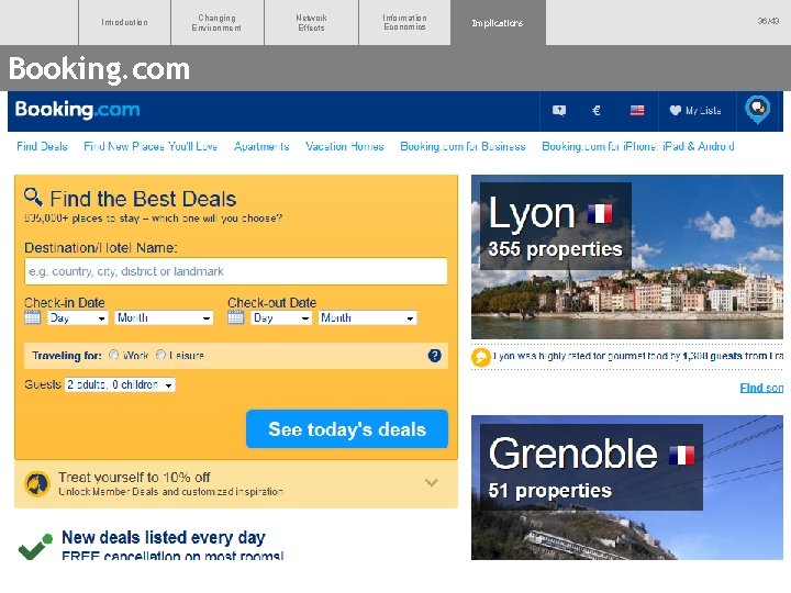 Introduction Booking. com Changing Environment Network Effects Information Economics Implications 36/43 