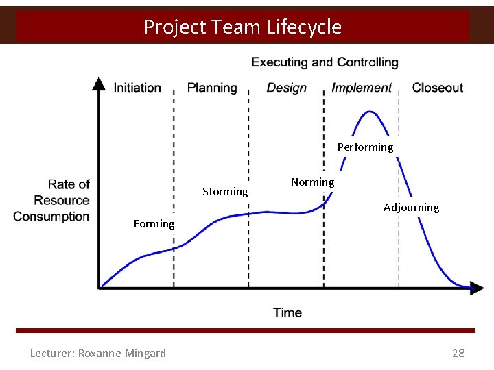 Project Team Lifecycle Performing Storming Norming Adjourning Forming Lecturer: Roxanne Mingard 28 