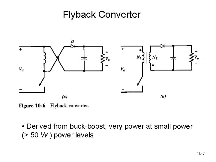 Flyback Converter • Derived from buck-boost; very power at small power (> 50 W