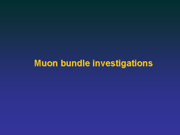 Muon bundle investigations 