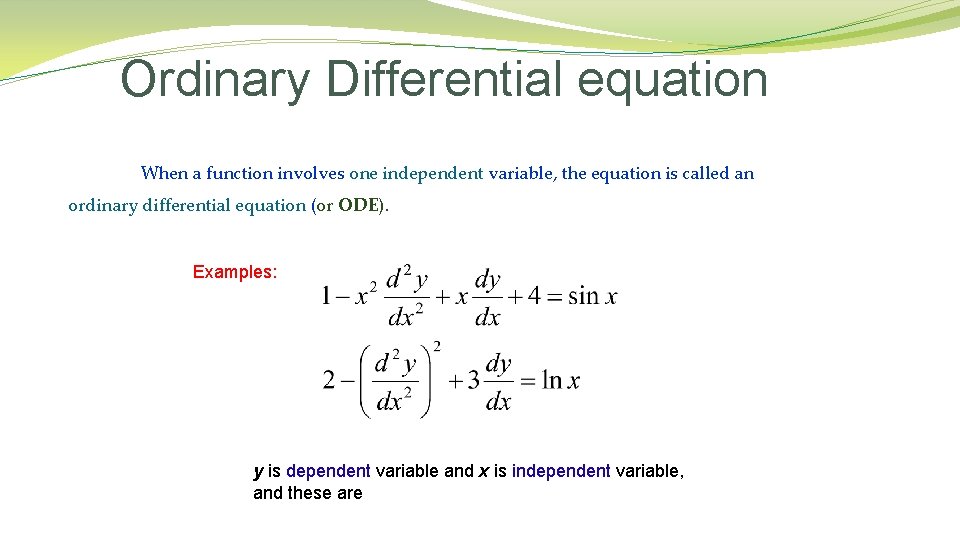 Differential examples ordinary equations Ordinary Differential