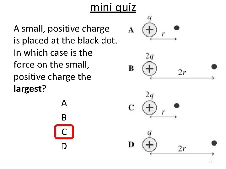 mini quiz A small, positive charge is placed at the black dot. In which