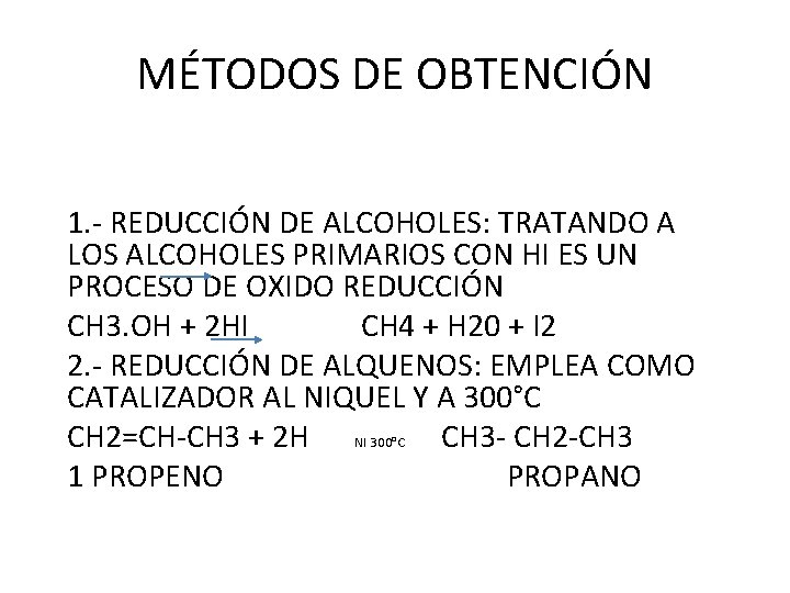 MÉTODOS DE OBTENCIÓN 1. - REDUCCIÓN DE ALCOHOLES: TRATANDO A LOS ALCOHOLES PRIMARIOS CON