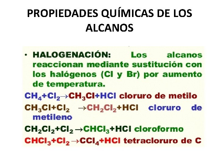 PROPIEDADES QUÍMICAS DE LOS ALCANOS 