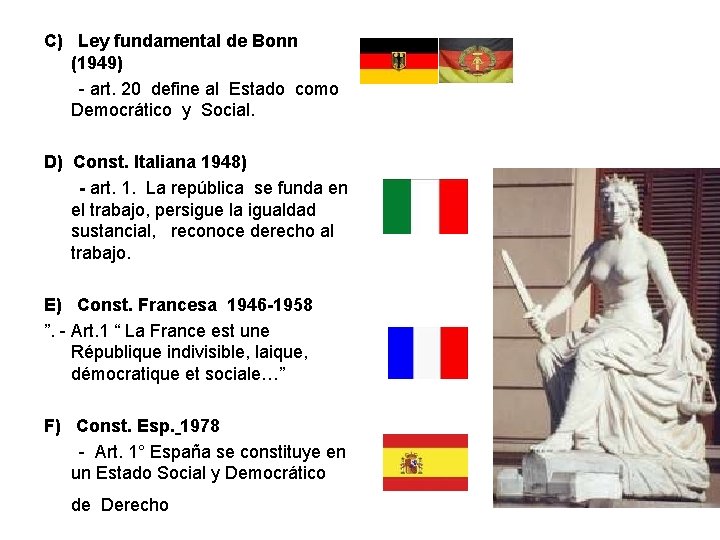 C) Ley fundamental de Bonn (1949) - art. 20 define al Estado como Democrático