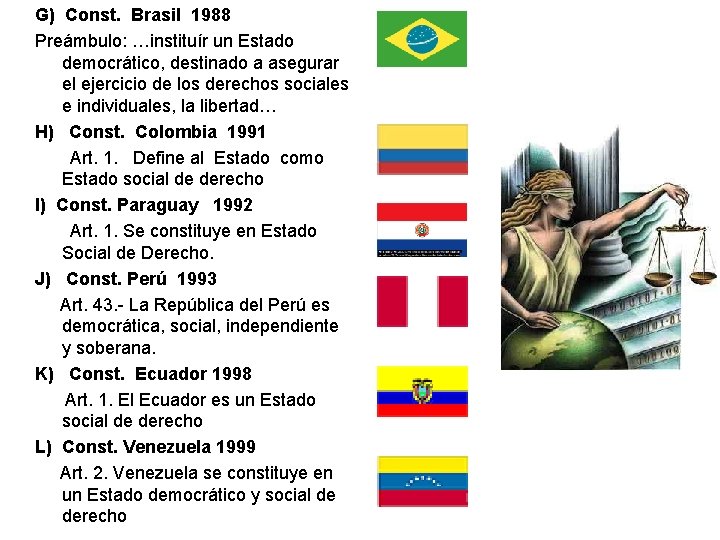 G) Const. Brasil 1988 Preámbulo: …instituír un Estado democrático, destinado a asegurar el ejercicio