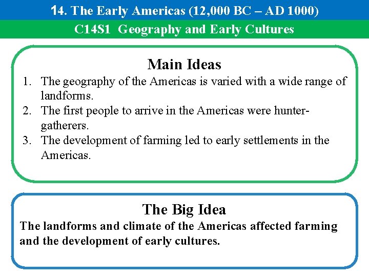 14. The Early Americas (12, 000 BC – AD 1000) C 14 S 1