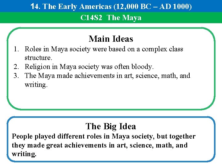 14. The Early Americas (12, 000 BC – AD 1000) C 14 S 2