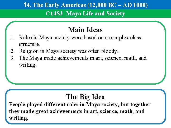 14. The Early Americas (12, 000 BC – AD 1000) C 14 S 3