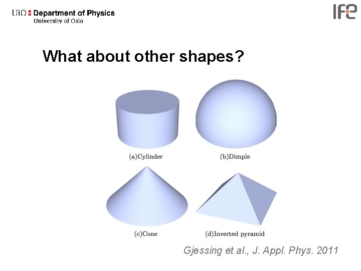What about other shapes? Gjessing et al. , J. Appl. Phys. 2011 
