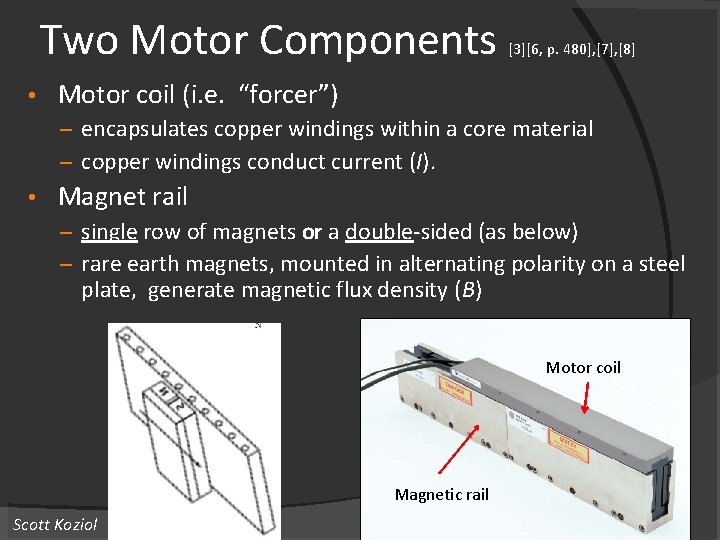 Two Motor Components • [3][6, p. 480], [7], [8] Motor coil (i. e. “forcer”)