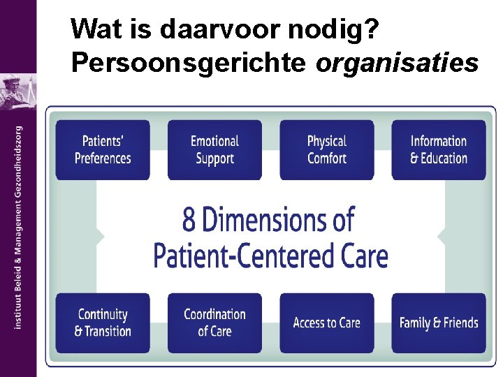 Wat is daarvoor nodig? Persoonsgerichte organisaties 