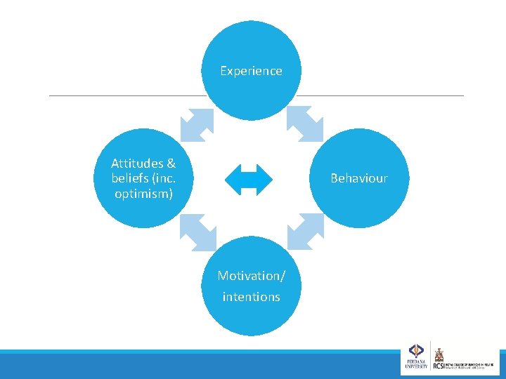 Experience Attitudes & beliefs (inc. optimism) Behaviour Motivation/ intentions 