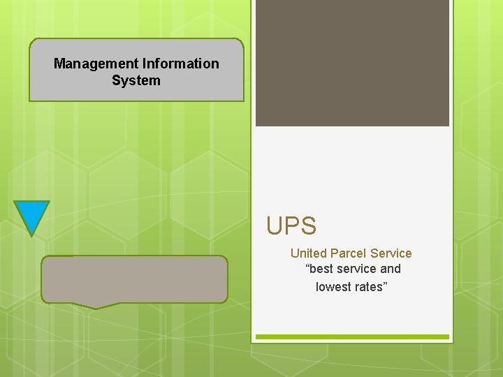 Management Information System UPS United Parcel Service “best service and lowest rates” 