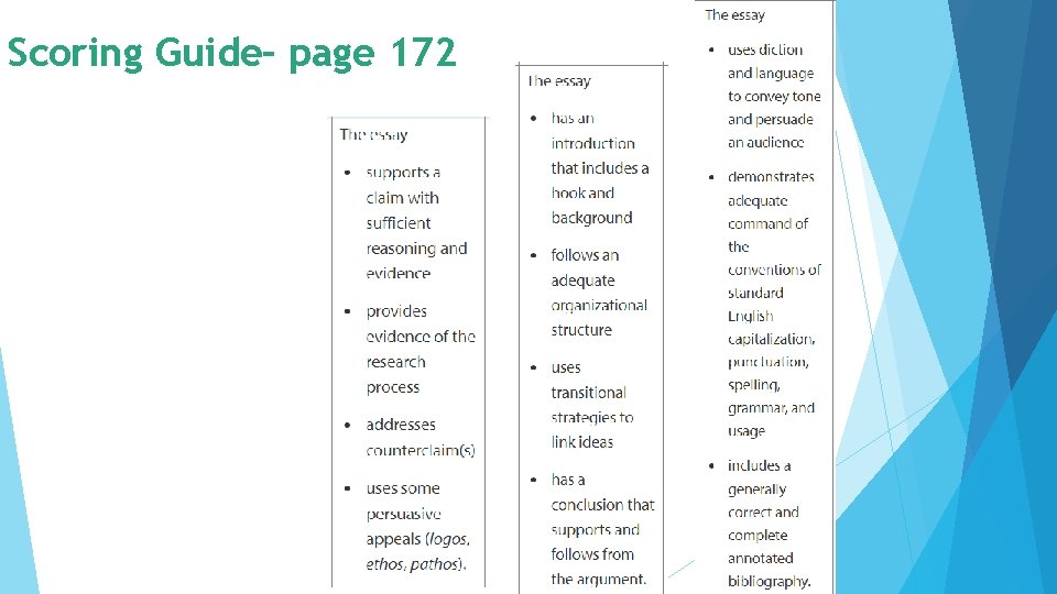 Scoring Guide– page 172 