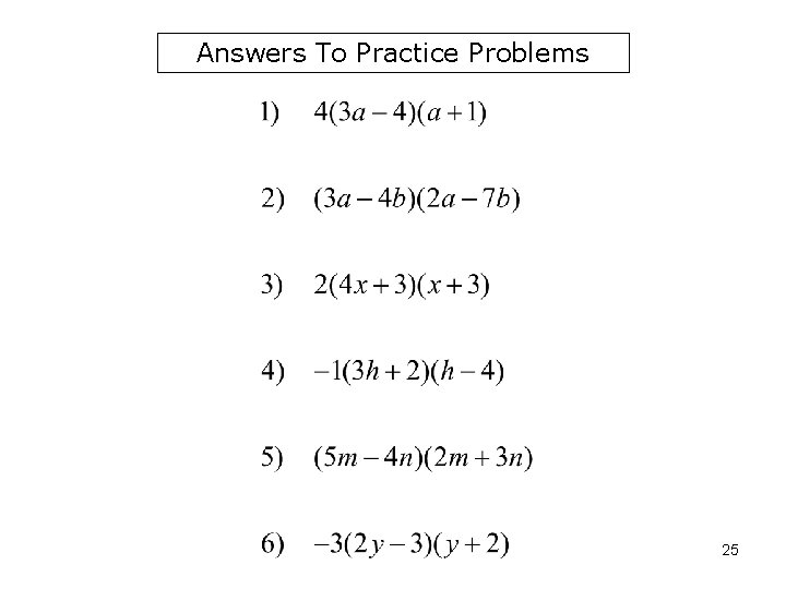 Answers To Practice Problems 25 