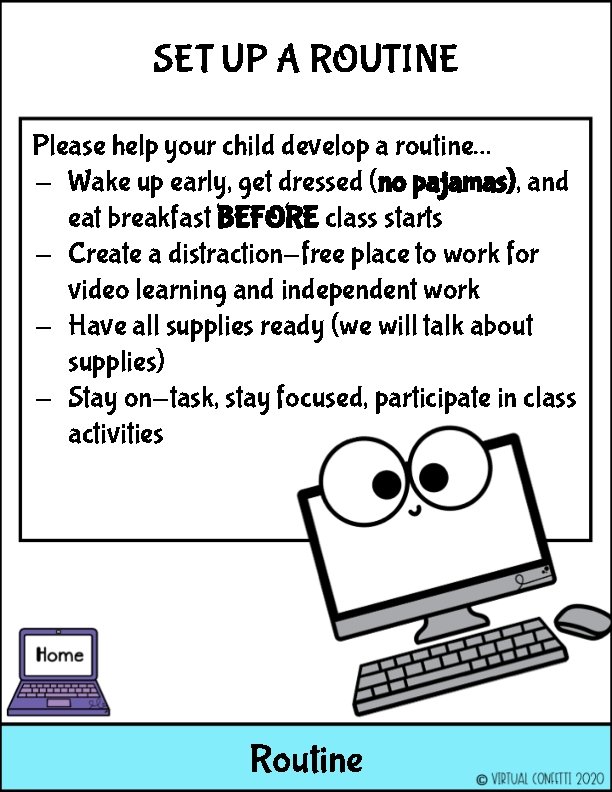 SET UP A ROUTINE Please help your child develop a routine… - Wake up